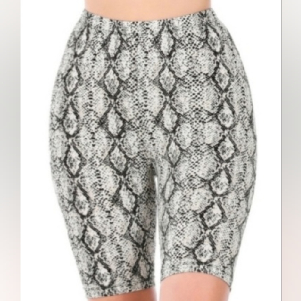 Zenana Outfitters High Waist Bike Shorts Snake Pattern Gym Yoga